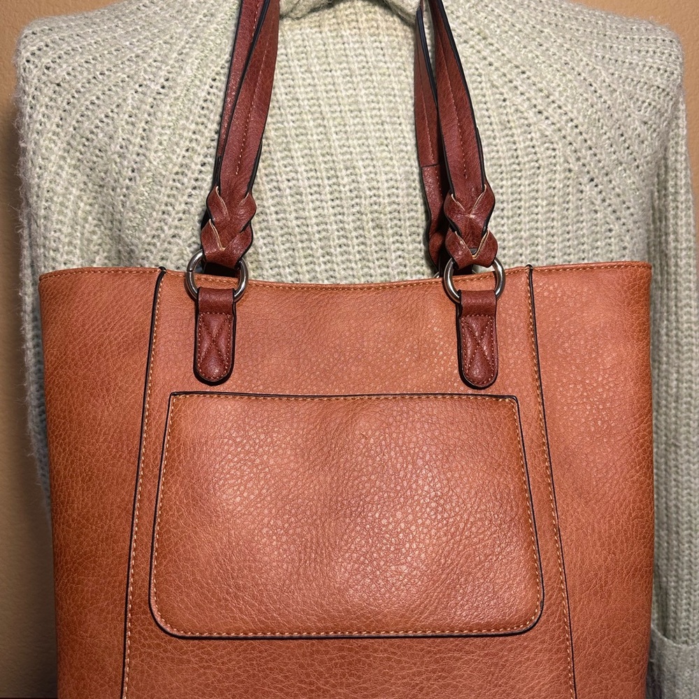 Lady Conceal Grace Concealed Carry Tote Purse Vegan Leather Brown